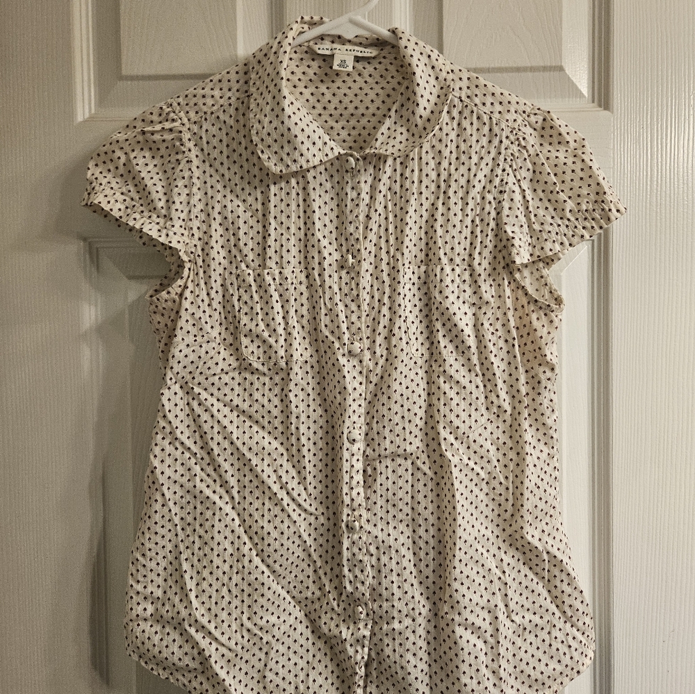 Vintage Y2K Banana Republic button down blouse size XS Maple print 100% cotton